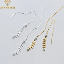 XIYANIKE 925 пробы серебряные модные длинные серьги-гвоздики с жемчугом и кисточками для женщин пара простые геометрические ювелирные изделия ручной работы