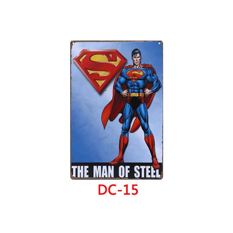 DC Hero Comic Бэтмен Супермен металлический знак Ретро металлический оловянный плакат с подписью доска для паба металлический винтажный домашний декор настенное искусство бар украшение - Цвет: Style15
