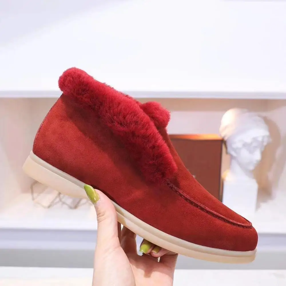 Женская водонепроницаемая обувь на плоской подошве из натуральной кожи; удобные зимние теплые ботинки на натуральном меху; женские зимние ботинки на плоской подошве без застежки