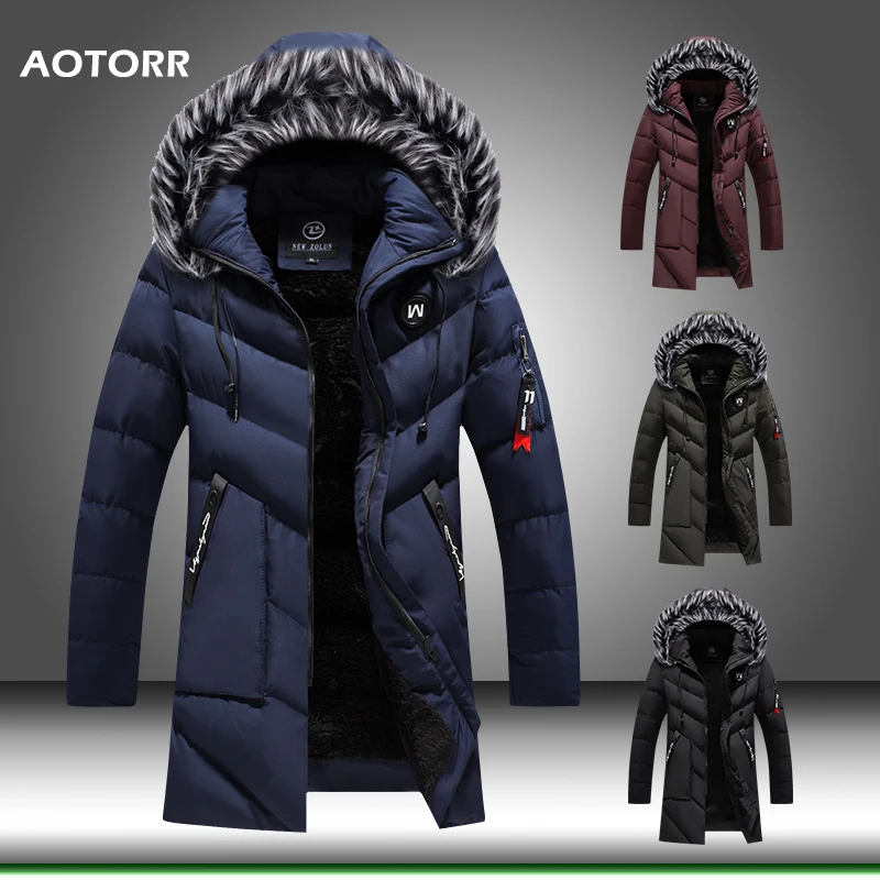 Мужская/Женская длинная куртка с меховым капюшоном, зимнее пальто для мужчин, теплая однотонная мужская куртка на молнии, ветровка, верхняя одежда для альпинизма, manteau homme hiver