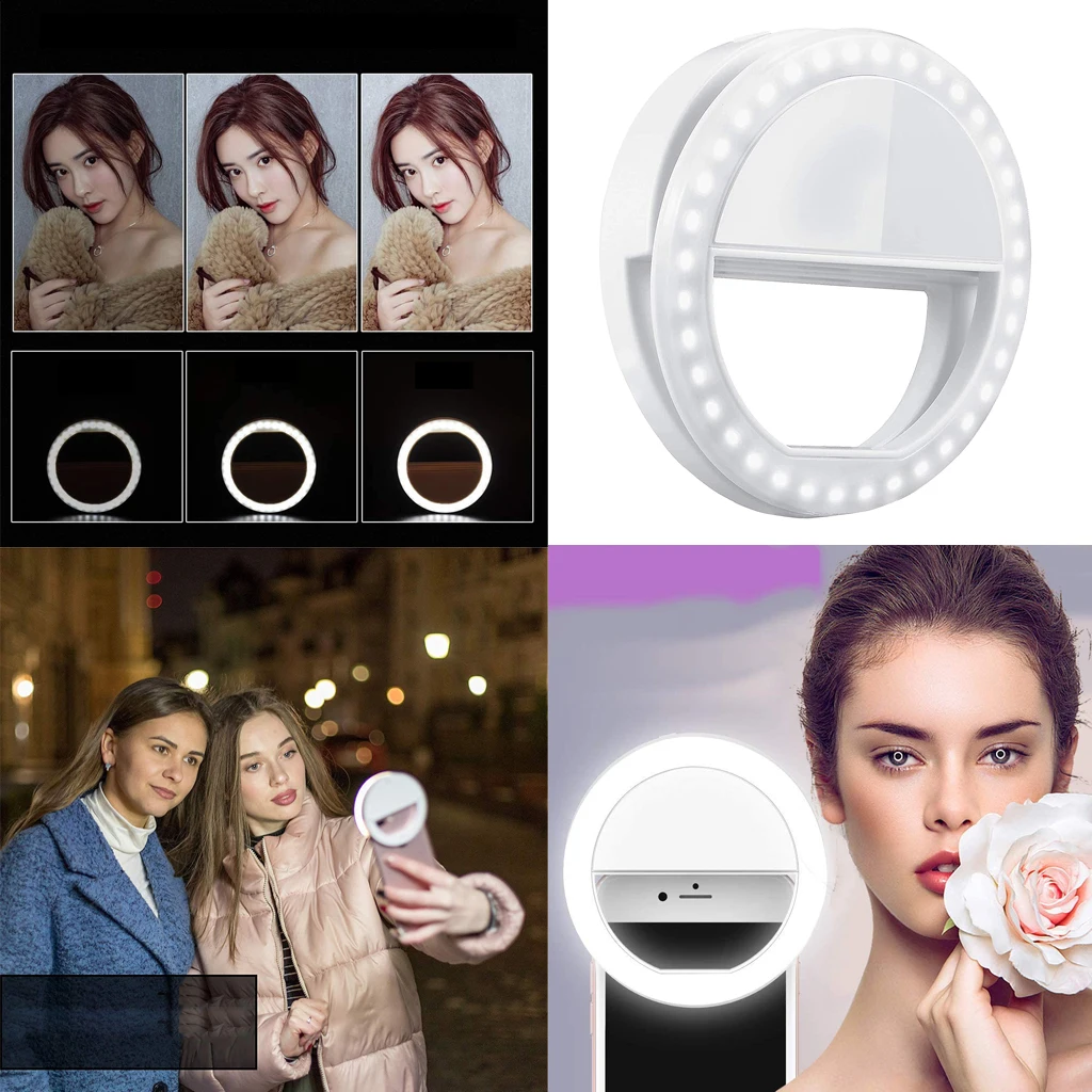 Dimmable LED Selfie Ring Light for Video Live Stream Makeup Portable Light