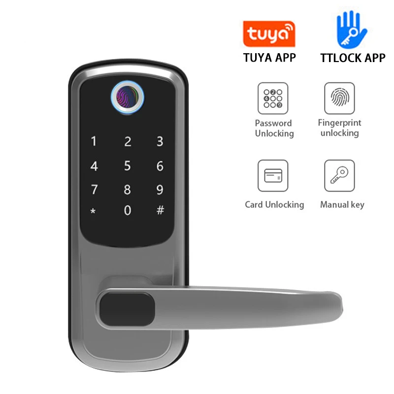 

Tuya Wifi Smart Lock Security Intelligent Fingerprint Lock With Bluetooth WiFi APP Password RFID Door Lock