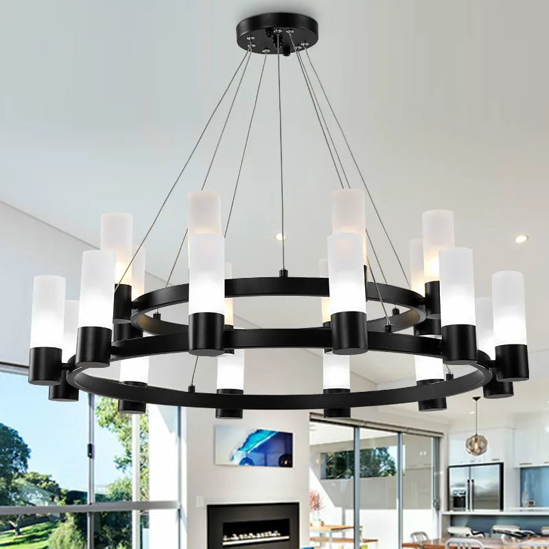 Американская матовая черная металлическая светодиодная люстра G9 для гостиной