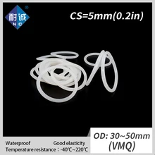 2 шт./лот силиконовое кольцо VMQ CS 5 мм OD30/35/40/45/50 уплотнительное