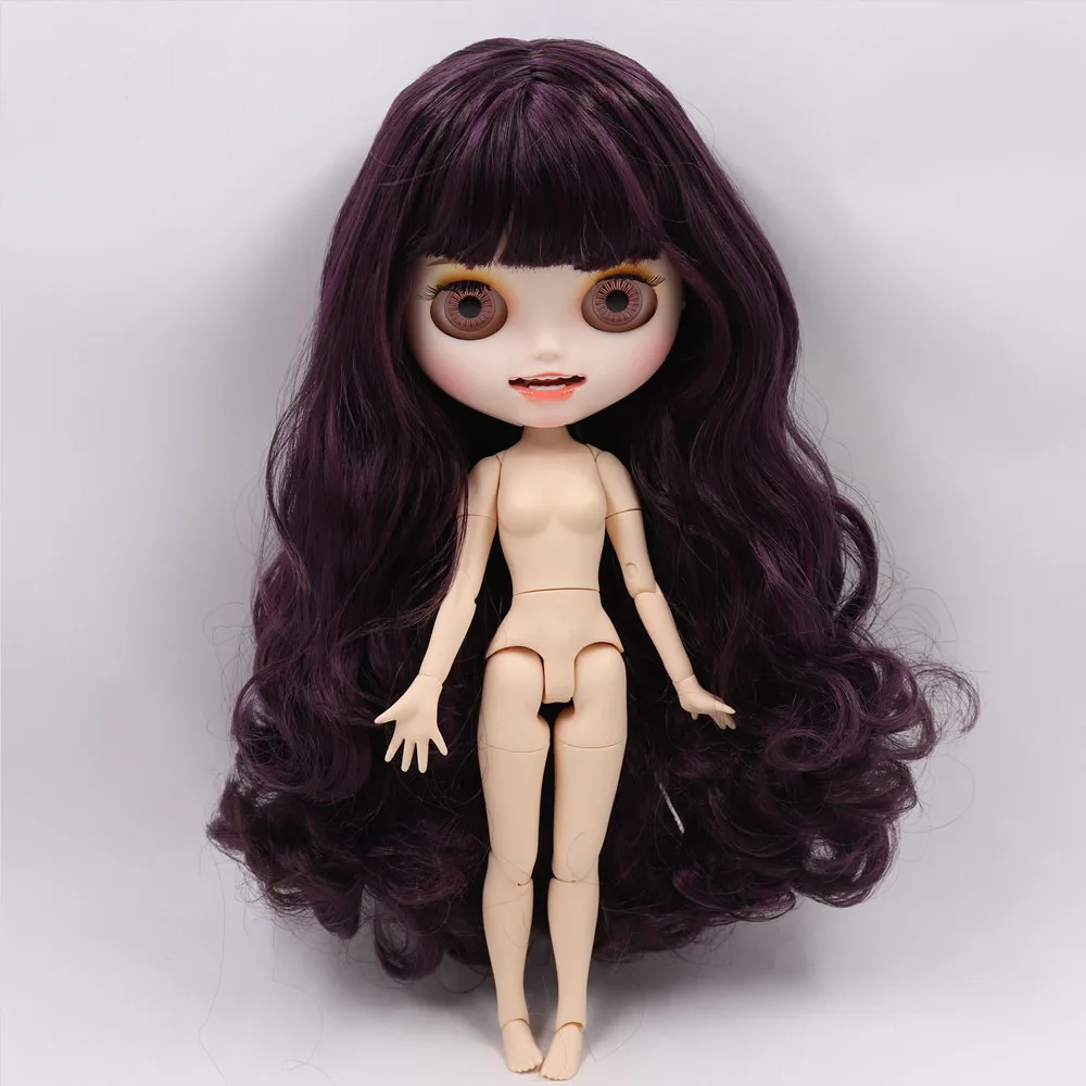 Ледяной обнаженный Blyth кукла No. BL135/950 фиолетовый микс черные волосы резные губы открытый рот матовые индивидуальные лица соединение тела 1/6 bjd - Цвет: like the picture