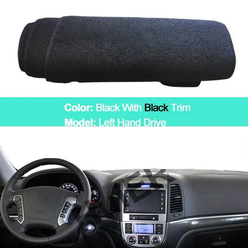 Черный Крышка приборной панели автомобиля для hyundai Santafe Santa Fe 2010 2011 2012 LHD RHD тире коврик покрытие для приборной панели коврик для панели анти-УФ - Название цвета: Черный