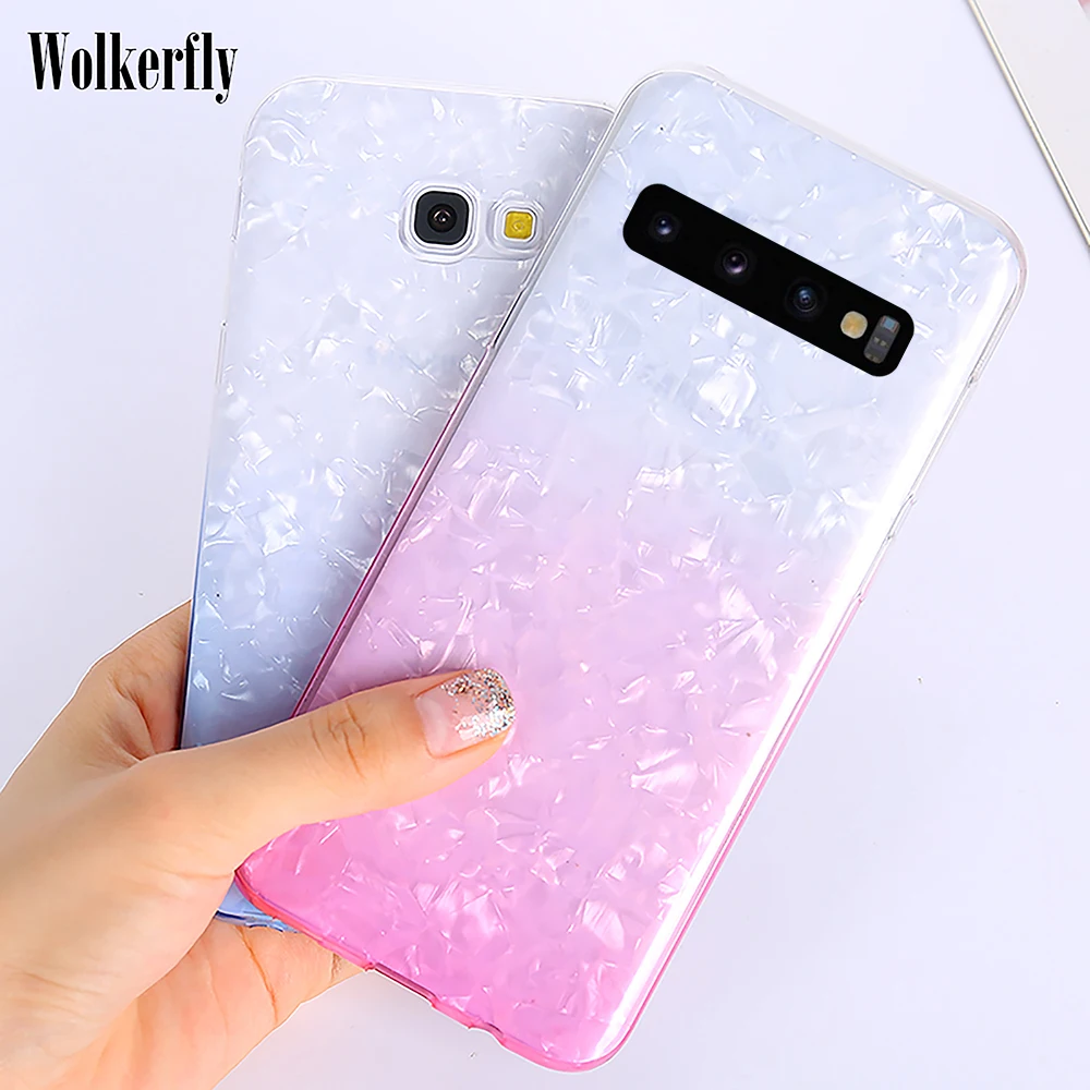 

Gradient Case For Samsung Galaxy A50 A30 M20 M10 Note 9 8 S8 S9 S10 Plus S7 Edge A6 A7 A8 A9 J4 J6 J8 2018 Conch Glitter Cover