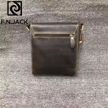 

F.N.JACK Mad Horse Leather Slant Cover Manual Putting on Personal Genuine Leather Messenger Bags Men Satchels Handbags 2019