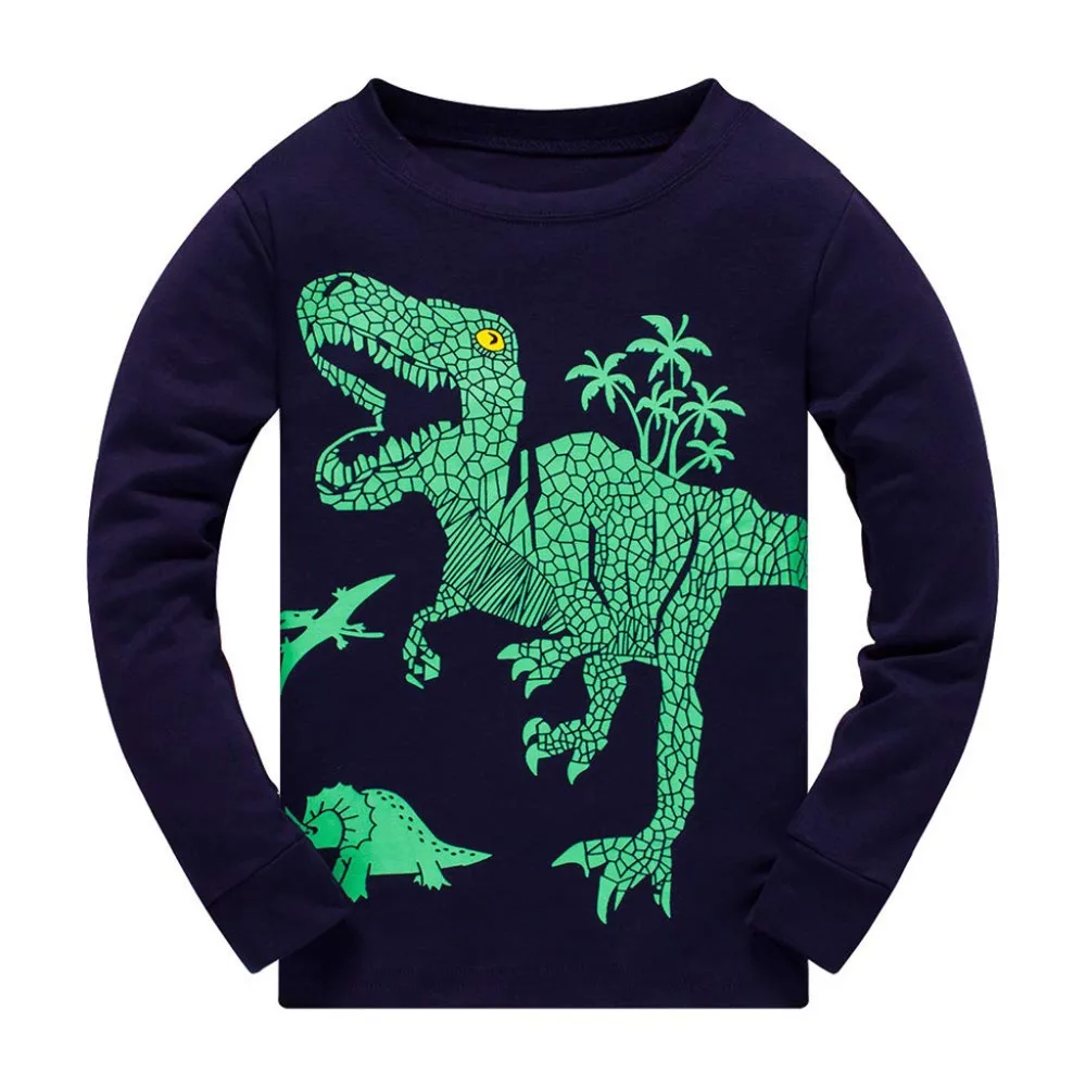 Зимний комплект для мальчиков, детская одежда футболка с динозавром из мультфильма топ+ штаны, пижама, комплект одежды для сна, conjunto menino A40