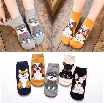 

Spring Autumn Fashion Cute Animal Women Cotton Short Socks Tide Dog Kawaii Bull Terrier Beagle Japanese Casual Happy Funny Socks