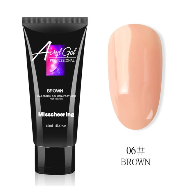 15ml Nail Builder 10 Color Poly Nail Gel Nail Acrylic Gel Crystal UV LED Builder Tips Enhancement Slip Solution Quick Extension Brown