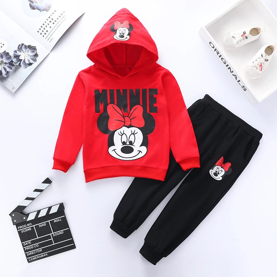 clothing sets black	 Girls Cartoon Minnie Mickey Suits Clothes Children Hooded Jacket Coat+Pants 2Pcs Sets Kids Girl Sweatshirts Tracksuits Clothing Clothing Sets expensive