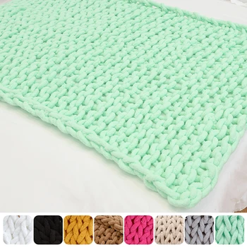 

Chenille Yarn Knitted Throw Blanket Warm Weaving Mat Chair Decor Photography Home Decor Warm Yarn Knitted Blanket
