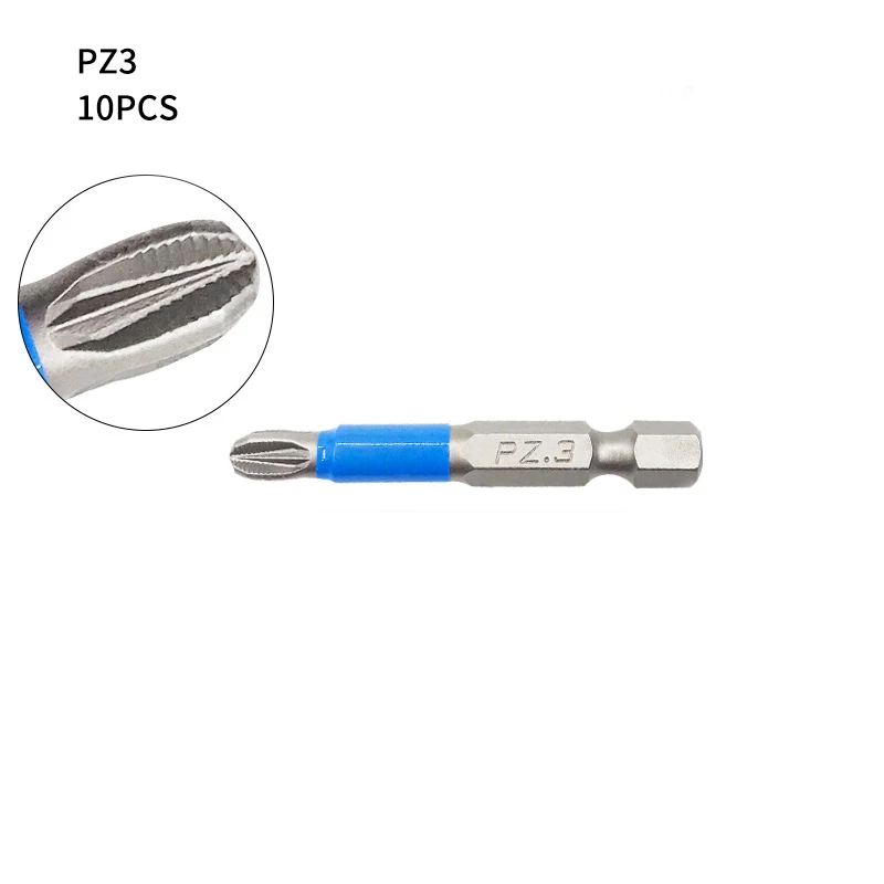 Электрический Противоскользящий электроинструмент, ремонтные рабочие аксессуары, дрель-шуруповерт 50 мм, 25 мм, 10 шт., набор магнитных отверток - Цвет: 10Pcs PZ3 50mm
