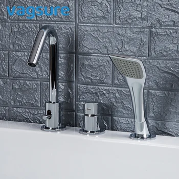 

Brass Waterfall Massage Tub Faucet Single Handle with Hand Shower Bathroom Hot&Cold Water Single Handle Dual Control Mixer Tap