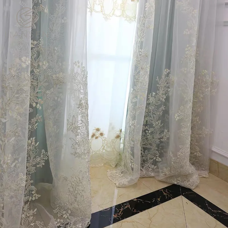 Роскошные с вышивкой в виде 3D экраны для принцесс с пышной юбкой из тюля и шторы в простом стиле для Спальня романтическая прозрачная Детская комната окно украшение