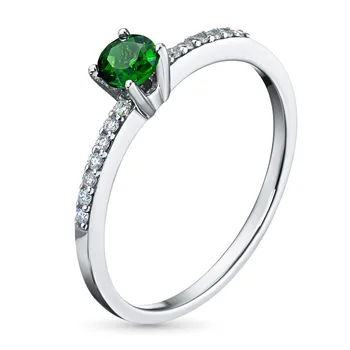 

White gold ring with diamonds and chrome-diopside e0915kts04153600