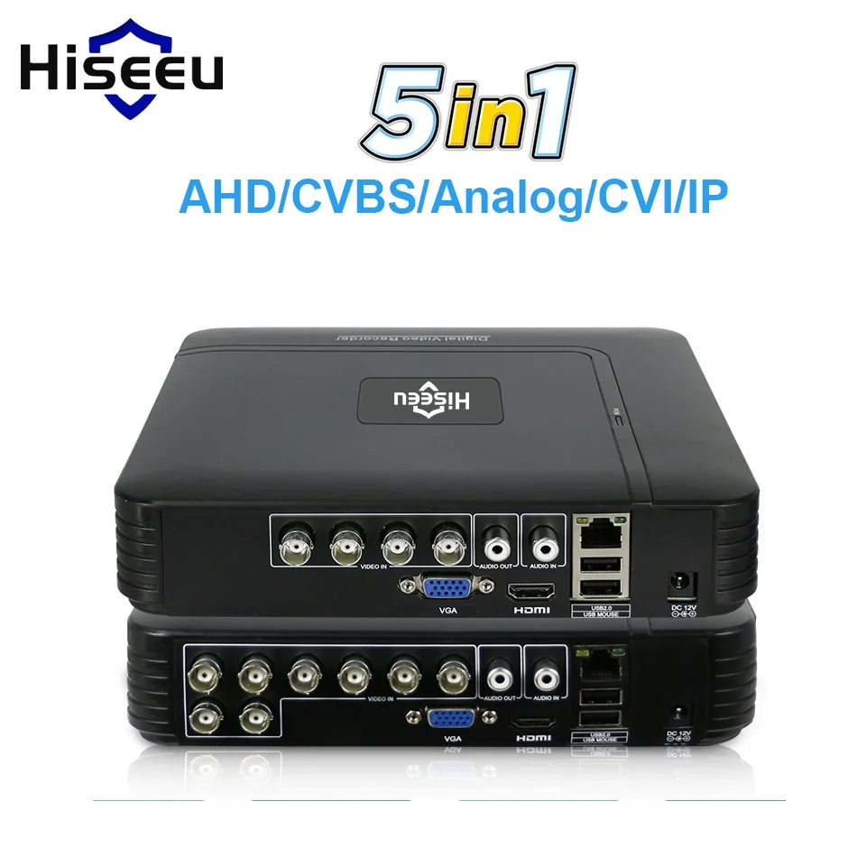 Hiseeu-minicámara de seguridad 5 en 1 CCTV, DVR TVI CVI AHD CVBS IP, grabadora de vídeo Digital, 4 canales, 8 canales, AHD, NVR, sistema de videovigilancia P2P