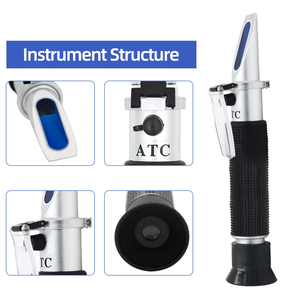 Alcohol Refractometer 0-80% Handheld Beer Spirits Tester Portable Alcohol Meter Concentration Meter Adjustable Manual ATC hand held refractometer alcohol refractometer liquid refractometer