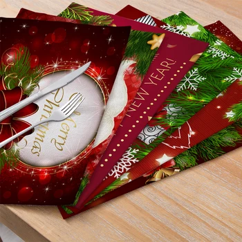 

2020 Christmas Table Placemat Santa Xmas Tree Single-sided Pattern Christmas Decorations for Home Happy New Year 2021 Navidad