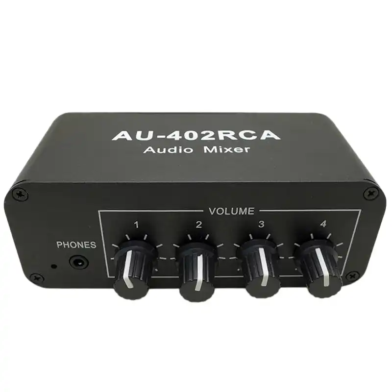 Multi-Source RCA Mixer Stereo o Reverberator o Switch Switcher 4 Input 2 Output Driver Headphone Volume Control