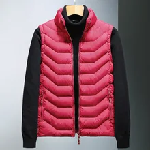 Зимний мужской ветрозащитный жилет со стоячим воротником, жилет без рукавов, мужское пальто, теплое однотонное пуховое хлопковое пальто Waistcoa