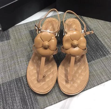 

BONJEAN Summer Newest Thick Heels Woman Sandal Sexy leather Flower Decorations Buckle Strap Shoes Thong sandals Nude Black Red