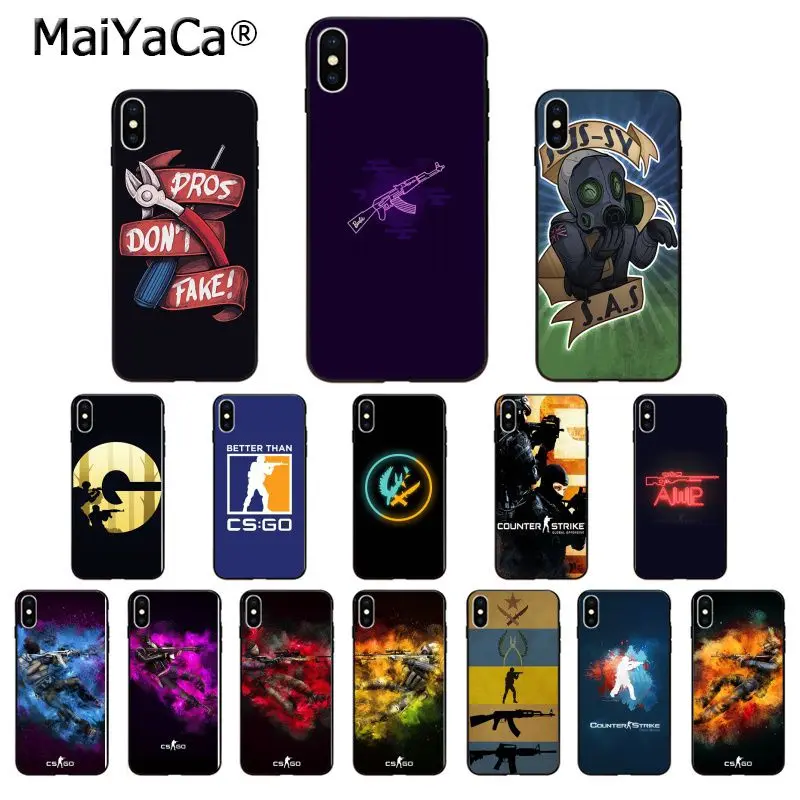 MaiYaCa CSGO Gun TPU мягкий черный чехол для телефона Apple iPhone 8 7 6 6S Plus X XS MAX 5 5S SE XR | Мобильные