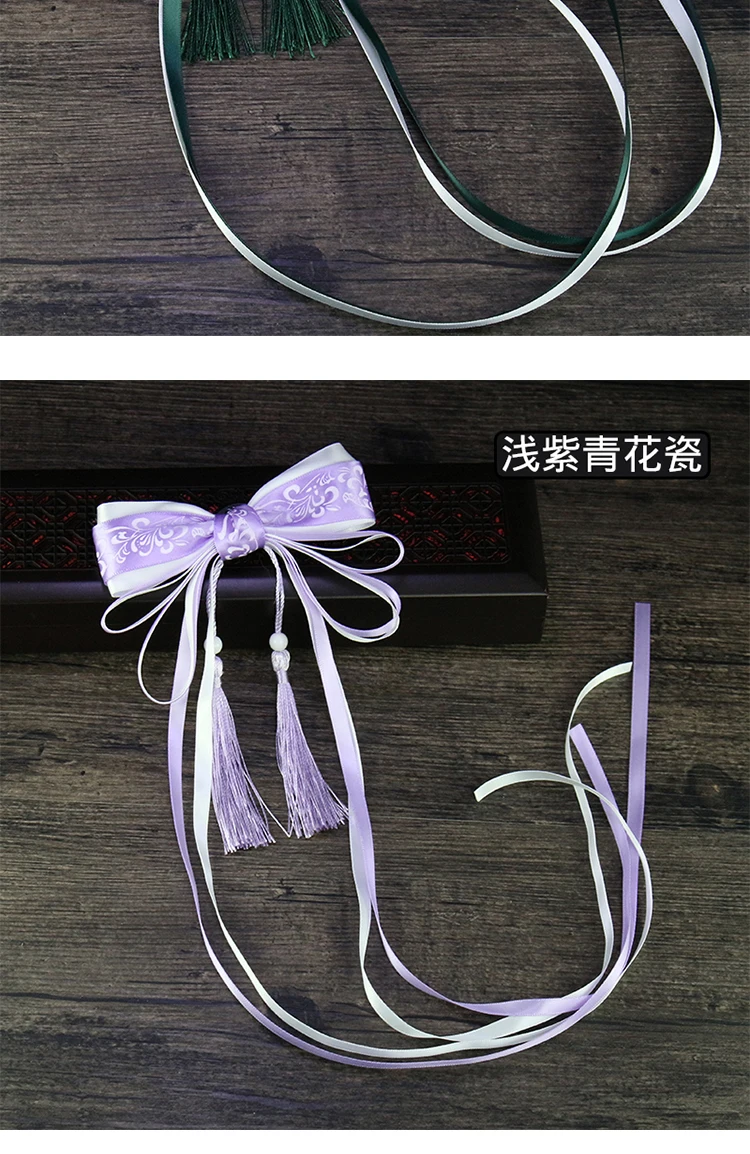 Традиционный наряд ханьфу китайский стиль украшение для волос синий и белый фарфор заколка для волос бабочка край зажим бахрома на ленте головной убор