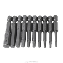 10 pçs magnético hexágono chave de fenda bit s2 aço 1/4 Polegada hex haste parafuso drivers conjunto 50mm n03 20 dropshipping