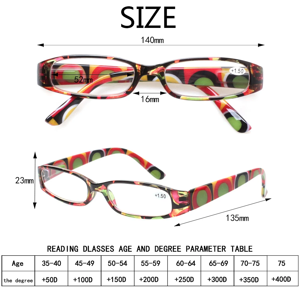Henotin Reading Glasses Spring Hinge Women's with Pattern Print Decorative Eyeglasses HD Prescription Eyewear 0~600 2