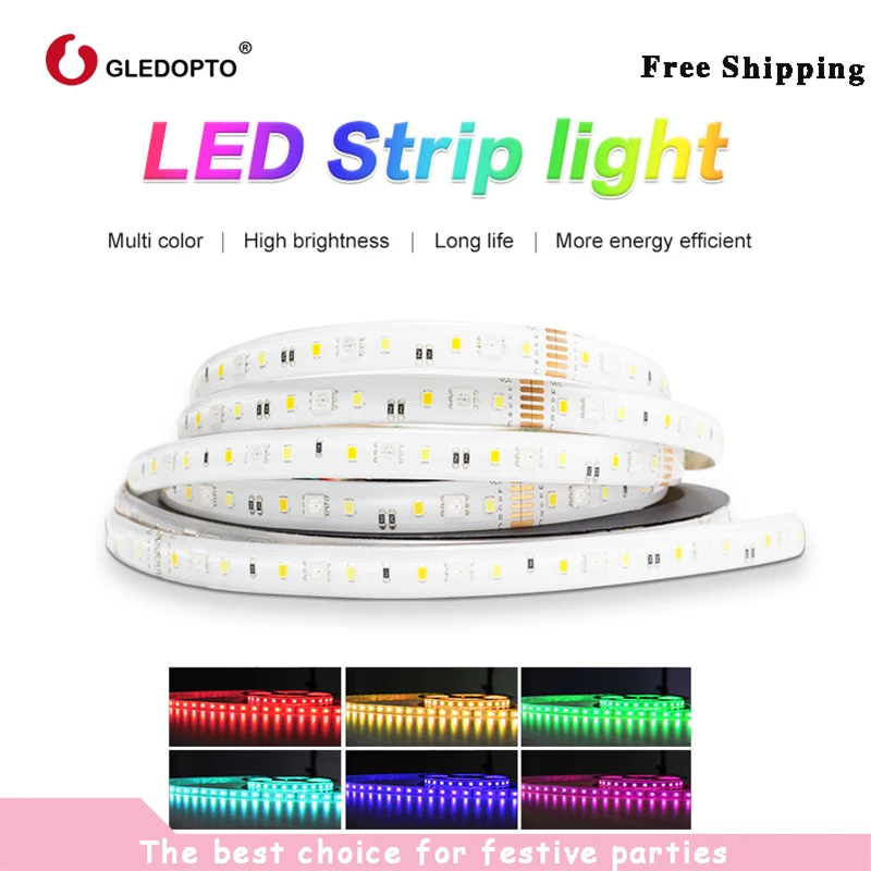 

Gledopto RGB+CCT LED strip light rgb ww/cw DC24V 5 meters IP65 waterproof and IP20 not waterproof rgbcct light SMD 5050 SMD 2835