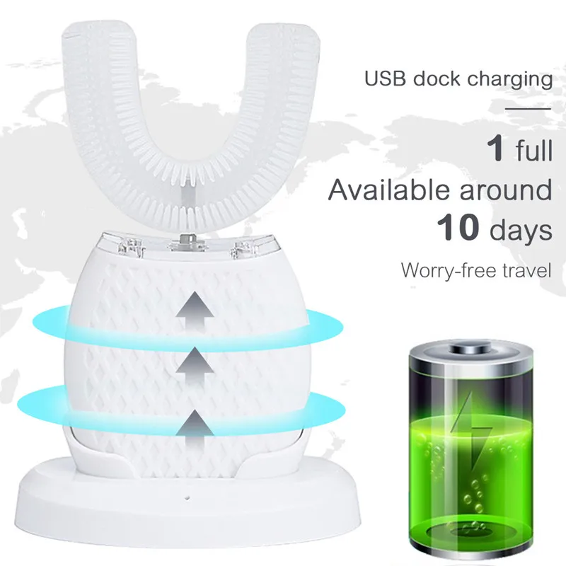 360 Degrees Intelligent Automatic Sonic Electric Toothbrush USB Rechargeable Ultrasonic U Type Tooth brush Clean teeth whitening 360 Degrees Intelligent Automatic Sonic Electric Toothbrush USB Rechargeable Ultrasonic U Type Tooth brush Clean teeth whitening