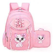Портфолио детские школьные рюкзаки для девочек с изображением кота из мультфильма и ранцы основной Школьный рюкзак, набор наряды для маленьких принцесс Рюкзак Mochila