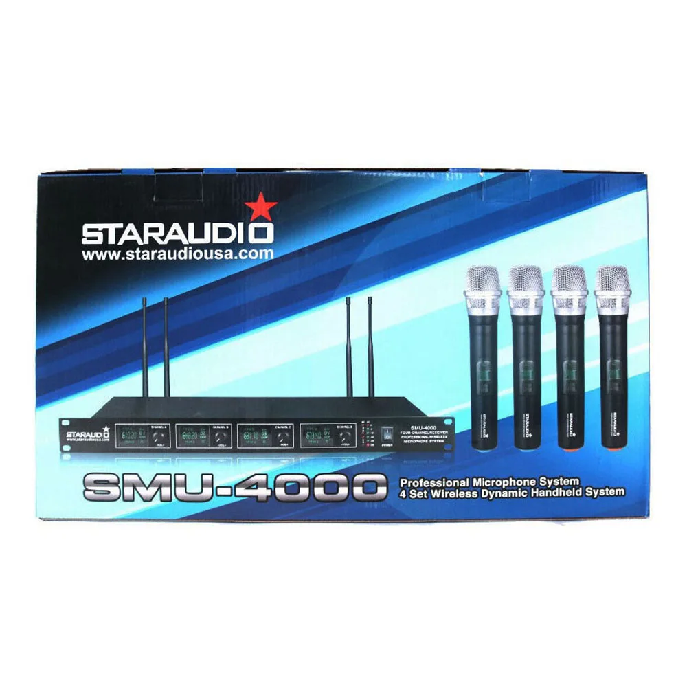 pro dj stage 4ch uhf wireless microphone system for stage ktv church mic