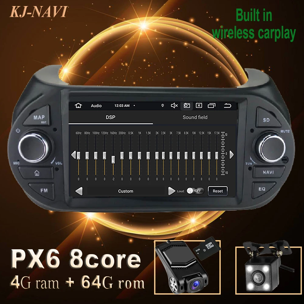 PX6 Android 10 radio GPS Navigation car DVD player For FIAT Fiorino Qubo Citroen Nemo Peugeot Bipper accssories media | Автомобили и