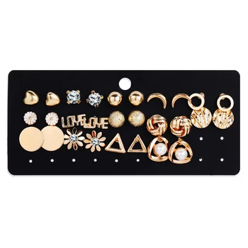 

Modyle 14pairs Earrings Mixed Styles Rhinestone Sun Flower Geometric Animal Plastic Stud Earrings Set For Women Girls Jewelry