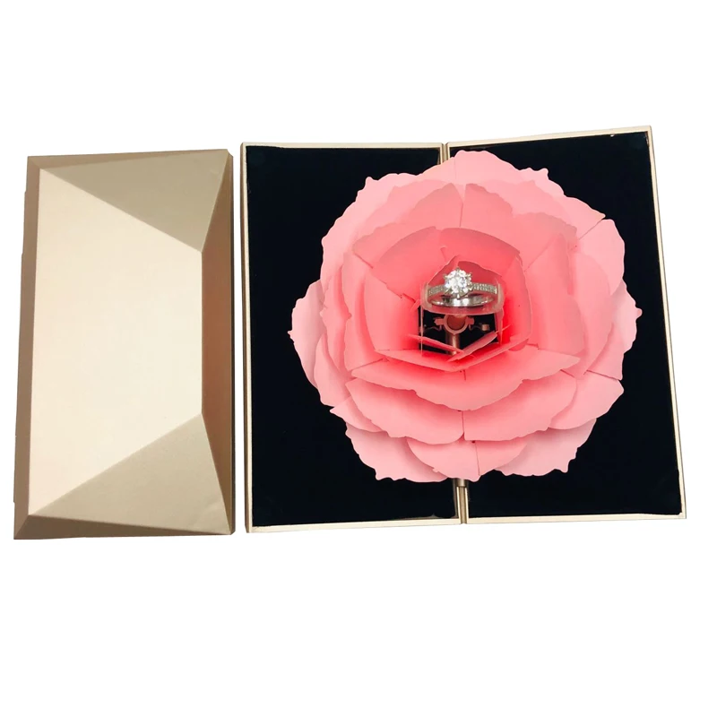 Бриллиантовая Роза кольцо коробка складная Роза кольцо коробка День Рождения коробки для показа ювелирных изделий подарок с свадьбы Валентина