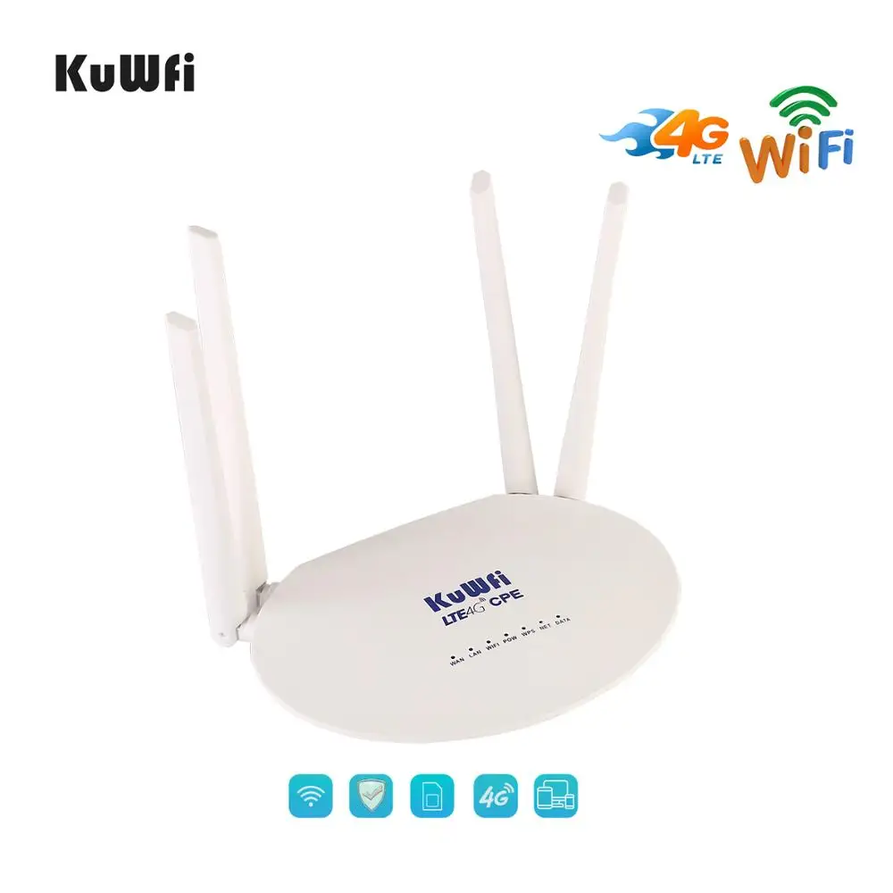 KuWfi 4G LTE CPE Router 300Mbps CAT4 Wireless CPE Routers Unlocked Wifi Router 4G LTE FDD 5