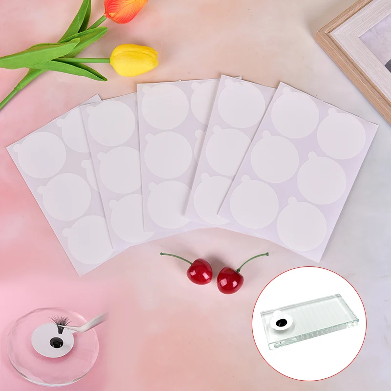 

60pcs Disposable Grafted Eyelash Glue Holder Pallet Sticker Eyelash Extension Glue Pad Under Eyelash Jade Stone Eyes Makeup Tool