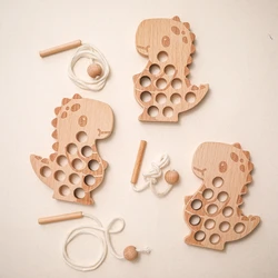 Juguetes de madera para niños, juego de bloques de geometría cognitiva, juego educativo de dinosaurio para niños, manualidades, DIY