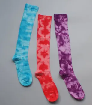 

Hot women's Tie-dyed Knee high Socks design long sock for girls more colors blue red purple