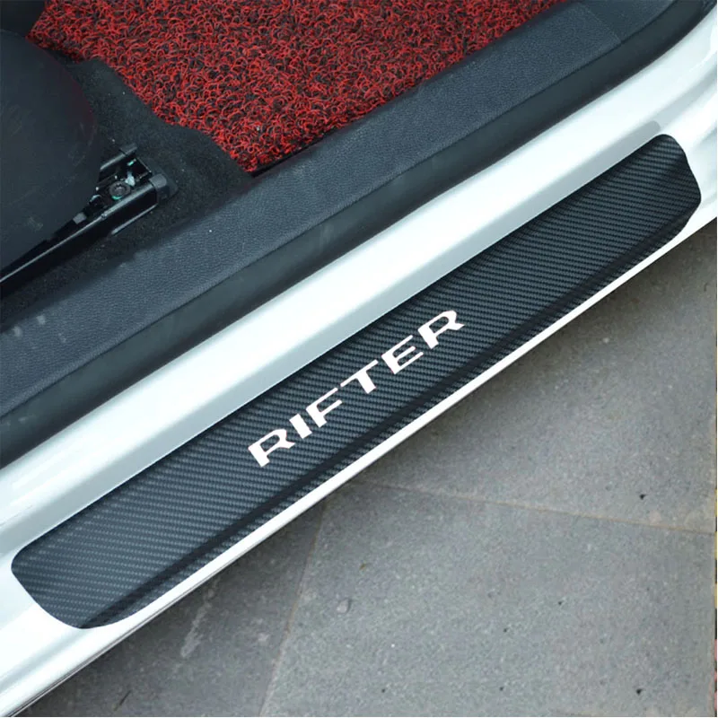 Автомобильная наклейка для peugeot Rifter карбоновая виниловая наклейка на машину, защитная Накладка на порог, автомобильные аксессуары 4 шт - Название цвета: white