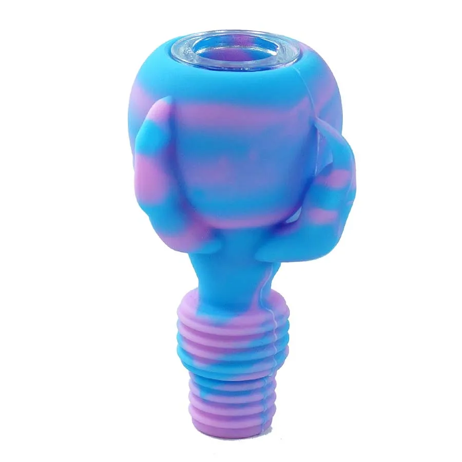 Новинка 14 мм Стеклянная силиконовая чаша ПРЯМЫЕ стеклянные аксессуары масляная установка для курительных труб - Цвет: purpple blue