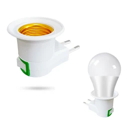 E27 LED lamp socket base type to AC power 220V EU plug lamp holder bulb adapter converter with ON OFF button switch