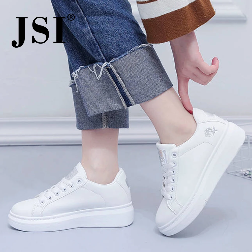 JSI/модные белые кроссовки; удобная повседневная женская обувь на платформе с круглым носком; нескользящая износостойкая обувь на плоской подошве; D4 - Цвет: Silver Mesh Air mesh