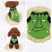 Крутые милые футболки для питомцев на Хэллоуин, одежда для маленьких щенков, костюм, маска монстра, стильная зеленая полиэфирная Одежда для питомцев, Прямая поставка#0731