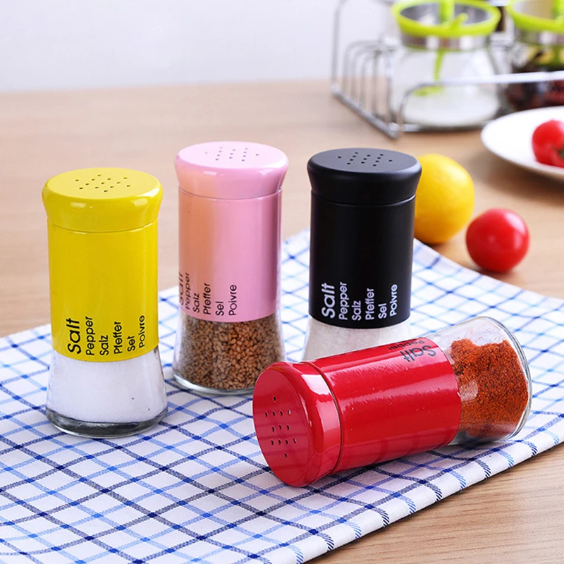 

YOMDID Creative Glass Condiment Bottle Spice Pepper Salt Sugar Storage Jar Cumin Powder Seasoning Cruet Kitchen Accessories