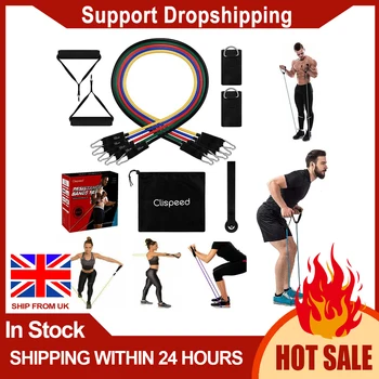 

11PCS Resistance Bands Set Stackable Workout Fitness Bands with Door Anchor Ankle Straps Foam Handles Storage Bag
