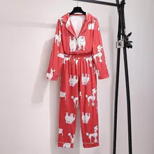 Осенне-зимний пижамный комплект для женщин 3XL 4XL 5XL 6XL 7XL размера плюс бюст 155 см домашняя одежда для женщин красного и белого цветов
